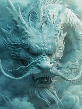 白色玉龙雕塑设计图片